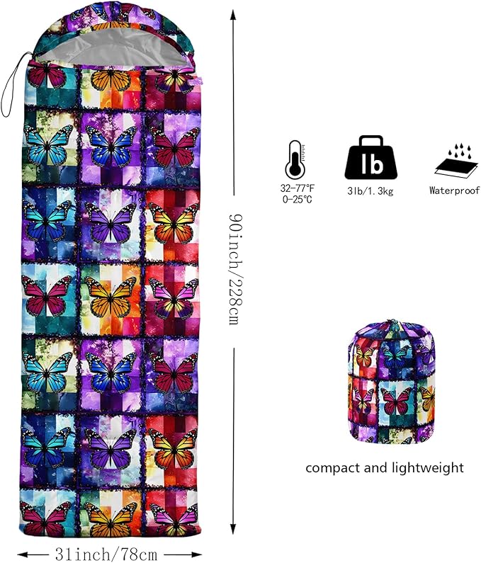 QOOMO Camping Sleeping Bags,3 Season Warm & Cool Weather,Lightweight,Waterproof Sleeping Bags for Adults & Kids,Traveling,and Outdoors,Camping Gear Equipment