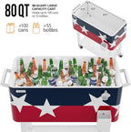 VINGLI 80 Quart Rolling Ice Chest, Portable Patio Party Bar Drink Cooler Cart, with Shelf, Beverage Pool with Bottle Opener
