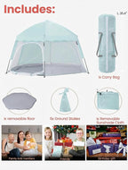 Portable Large Pop Up Kids Indoor Outdoor Tent with Canopy UV Cover,Thick Removable Floor for Sleeping Or Beach Shelter (Teal)