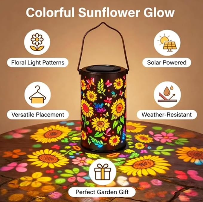 Colorful Sunflower Glow Solar Garden Lantern, Twinkle Halo Lantern, 2026 Waterproof Outdoor Solar Powered Hanging Light for Garden, Let Your Garden Bloom with Light After Sunset (A1-2PCS)
