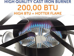 Flame King Heavy Duty 200K BTU, 0-20 PSI, Propane Gas Single Burner Bayou Cooker Outdoor Stove for Home Brewing, Turkey Fry, Maple Syrup Prep, Cajun Cooking, Black