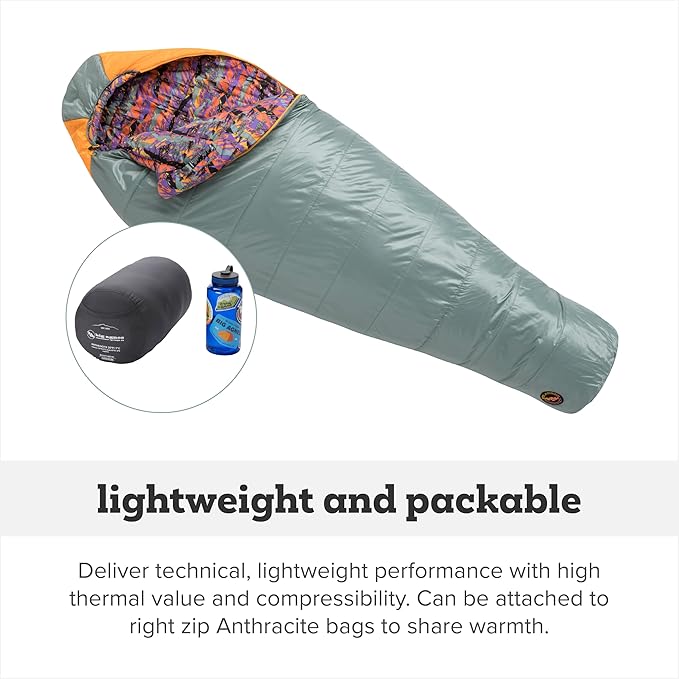 Big Agnes Anthracite - Backpacking Sleeping Bag, 3 Season, Lightweight, Compact