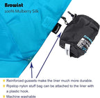 Browint Silk Sleeping Bag Liner, Silk Sleep Sack, Extra Wide 87"x43", Lightweight Travel Sheet for Hotels, More Colors for Option, Reinforced Gussets