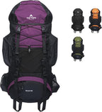 Teton 55L Scout Internal Frame Backpack for Hiking, Camping, Backpacking, Travel, Rain Cover Included, Huckleberry
