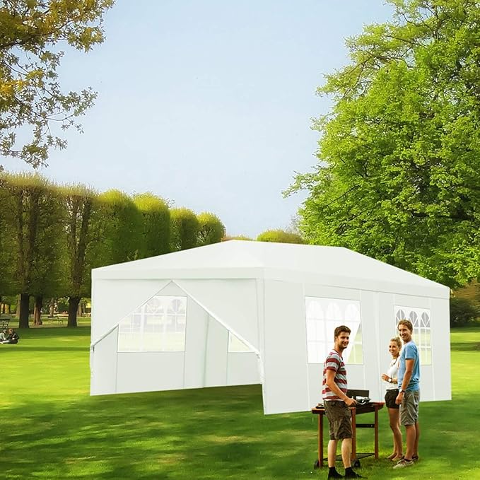 TANGKULA Outdoor Tent 10x20, White Party Wedding Tent Canopy with Removable Sidewalls, Portable Canopy Shelter Tent Pavilion for Market, Outside Tents for Events, Backyard