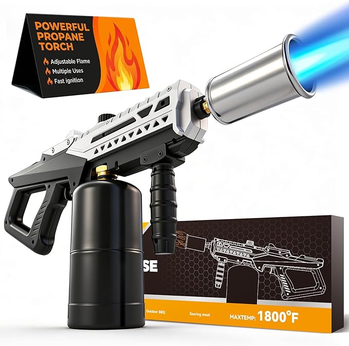 Saker Propane Torch, 3272°F High Power Adjustable Flame Thrower Gun for BBQ, Grill, Campfire, Searing Steak, Cooking, Charcoal Lighter,Camping Gift Idea (Propane Tank Not Included)