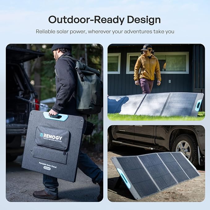 Renogy 200W Portable Solar Panel, 25% High Efficiency N-Type Foldable Solar Charger for Power Station, with Adjustable Kickstand, USB-A Type-C Output, for Camping, RV, SUV, Off-Grid Outdoor Hurricane