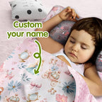 Personalized Toddler Nap Mat for Preschool, Custom Name Kids Sleeping Bag for Daycare, Kindergarten Roll Up Sleeping Mat with Removable Pillow and Soft Blanket, Fun Themes for Boys & Girls