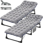 DoCred Folding Camping Cot with Mattress, 2 Pack Heavy Duty Folding Cot for Adults, Portable Sleeping Cot Bed Adults Outdoor Bed with Carry Bag, Travel Camp Cots