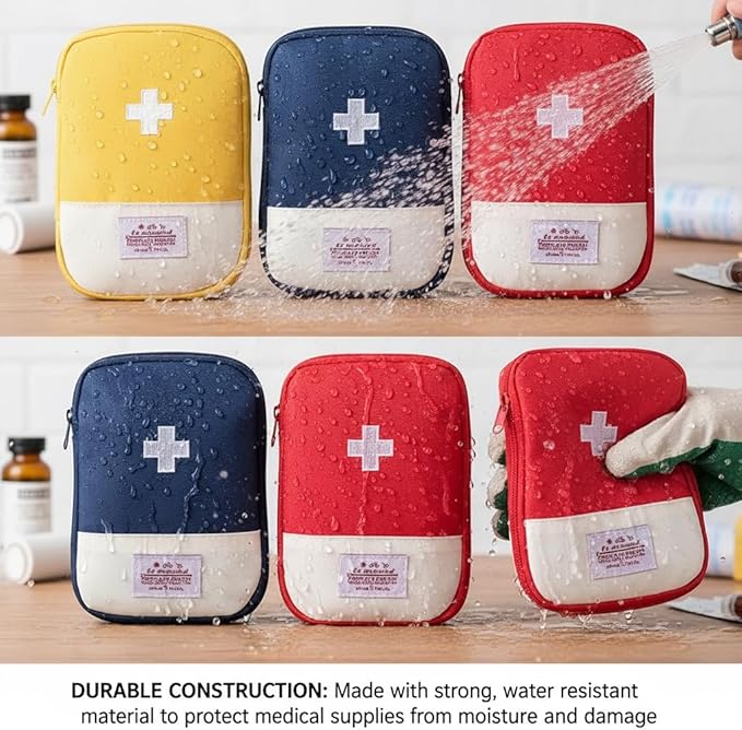 4 Pcs Travel First Aid Pouch,Empty Mini First Aid Pouch, Portable Outdoor First Aid Medical Rescue Bag Multi-Function Emergency Medicine Storage Organizer Bag Health and Household Supplies (Small)
