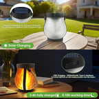 Solar Lanterns Outdoor Waterproof - 2 Pack Flickering Flame Hanging Lights with 2 Modes & Solar USB Dual Charging for Outside Yard Garden Patio Porch Pathway Tabletop Holiday Decor