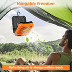 Camping Fan Battery Powered & Solar Powered, Portable Solar Fan 10000mAh Rechargeable Outdoor Fans with Light, Quiet Cordless Fans for Tent, RV, Emergency, Hiking, Power Outage, Desk, Survival Kit