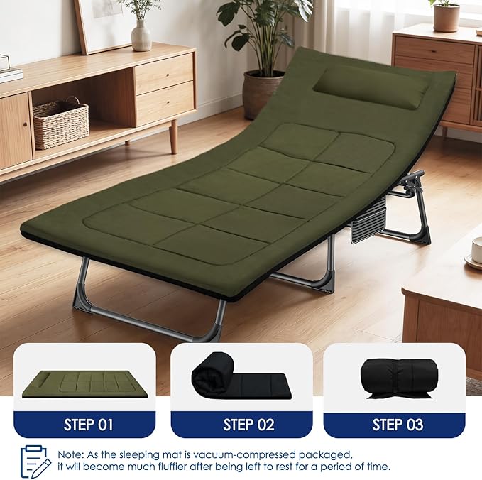 Camping cot Mattress Comfortable Portable Sleeping Pad for Adults Waterproof Fabric Floor Mattress Easy to Store Sleeping Mat for Guest Garden Home Lawn Outdoor Indoor