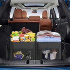 LHZK Standing Extra Large Utility Tote Bag with Metal Wire Frame and the Sides Rinforced, Extra Large Tote Bag with Handle, Reusable Grocery Bags Foldable, Beach Bag, Car Tote (Black)