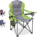 Northroad Oversized Portable Camping Chair, Full Padded Outdoor Folding Chair Support 350 LBS, Heavy Duty Lawn Chair with Cup Holder, Cooler Bag, Lumbar Support, Head Pocket for Adult (Green)