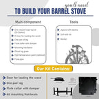 Barrel Stove Kit – Perfect for Wood Stove Kit for 55 Gallon Drum - Barrel Stove Door - Fire Wood Camp Stove Kit for Emergency Heating & Cooking