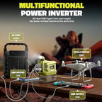 Ecarke 200W Portable Power Inverter Compatible with Ryobi 18V Battery, DC 18V to AC 110V Power Station with 1 AC Outlet, 2 USB, 1 Type-C & LED Light, for Outdoor Emergency Use (No Battery)(2-Pack)