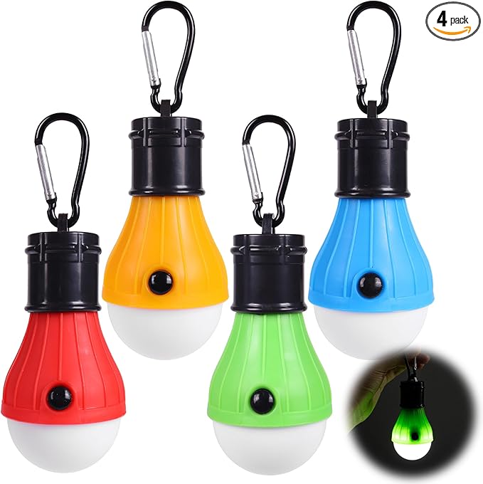 4PCS LED Camping Lantern Set - Portable Tent Lights with Clip Hooks, Camping Lamp, LED Camping Lantern Set, Multi-Color Emergency Camping Lamp for Hiking Backpacking, Party (4PCS)