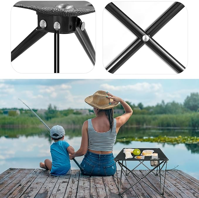 Folding Camping Table, Portable Pinic Table with 2 Cup Holders & Carry Bags, Rollup Camping Table Lightweight Beach Table for BBQ, Camping, Picnic and Indoor Use