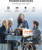 Solar Powered Generator, 300W Portable Power Station with Solar Panel 40W Included, 110V Pure Sine Wave 256Wh LiFePO4 Battery Pack with AC Outlet for Camping, Home Emergency, Traveling, RV Trip