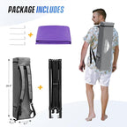 EAGLE PEAK 8x8 Pop Up Canopy Tent with Sidewall, Compact, Portable Slant Leg Instant Sun Shelter for Beach, Sports, & Camping, 8x8 Base 6x6 Top, Purple