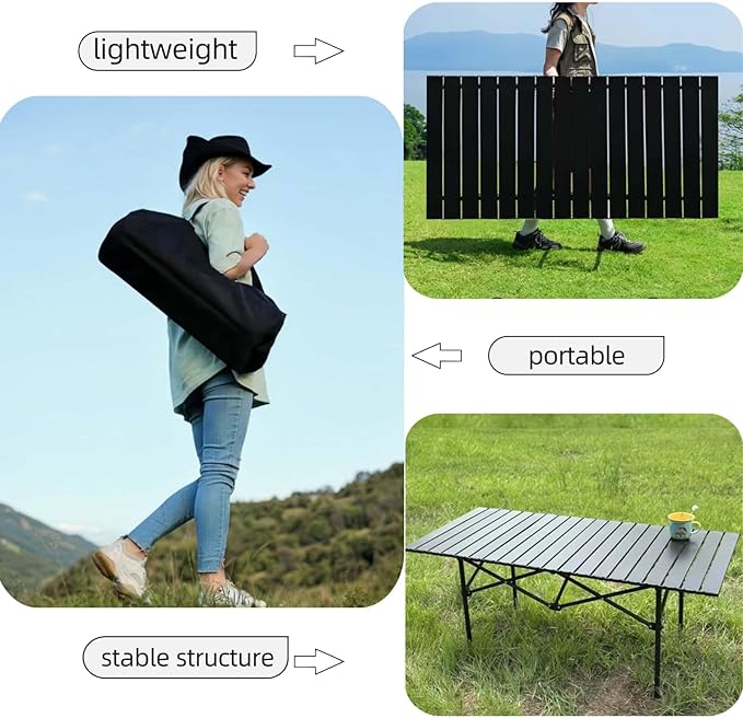 Camping Table，Portable Folding Table,with Carry Bag，Suitable for Indoor, Outdoor, Camping, Backyard, Party, Patio, The Yellow Camping Table at The Beach