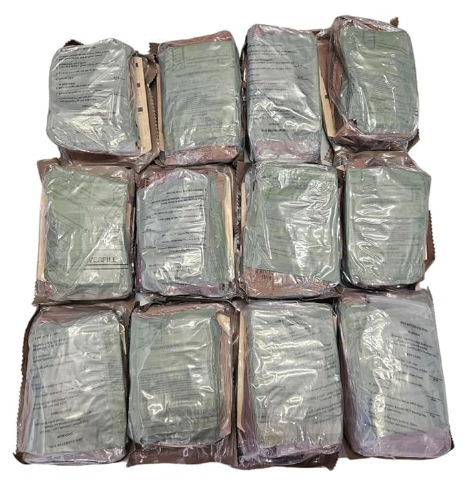 Genuine U.S. Military Surplus Ready to Eat Meals (12 Packs) Inspection Date 01/2026 or Newer - Case A, Case B and A/B Combo available. Manufactured by Wornick, Sopacko or Ameriqual. (A/B Case Combo [Menus 1-24])