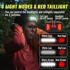 Rechargeable Headlamp Beanie, 1200Lumens LED Beanie Hat with Wide Beam Light Built-in, 6 Modes, Lightweight, Winter Headlight Head Lamp Beanie, Gifts for Men Dad Father Husband(Black)
