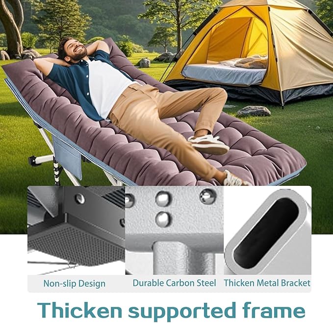 XXL Camping Cots Oversize Camping Bed with Comfortable Mattress Extra Large Sleeping Cots for Adults Camping Cots Include Carry Bag for Adults Portable Sleeping Bed