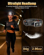 LED Headlamp Rechargeable with Motion Sensor, Ultralight Bright Headlight with White Red Light Waterproof 6 Modes for Outdoor Camping Running Hard Hat Fishing Repair, 1 Pack