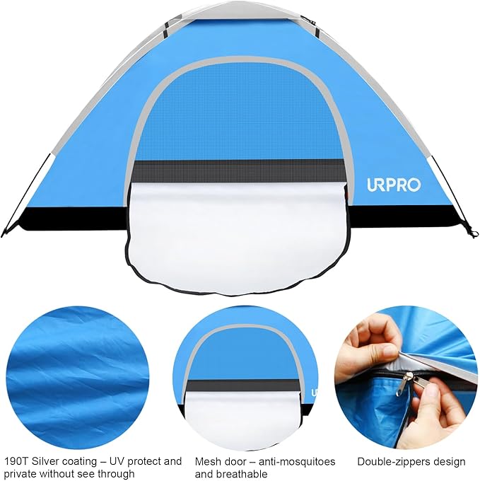 Portable Camping Tent, 2 Person Lightweight, Waterproof Windproof, UV Protection for Outdoor US