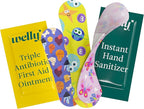 Welly Quick Fix, On The Go First Aid Kit, Assorted Bandages, Ointments, and Hand Sanitizer, Three Color Bandages - 2 Pack