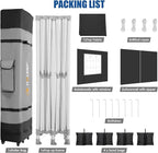 HOTEEL 10x20 Heavy Duty Pop up Canopy Tent with 6 Sidewalls, Easy Setup Outdoor Commercial Instant Tent for Parties Wedding Event, with Roller Bag & Sand Bags, Black(Hexagonal Frame)