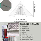DANCHEL OUTDOOR Backpacking Hot Tent with Stove Jack, 4 Season Lightweight Tipi Tent for 2/4/6 Person Winter Camping Hunting, 10.5FT-16.4FT