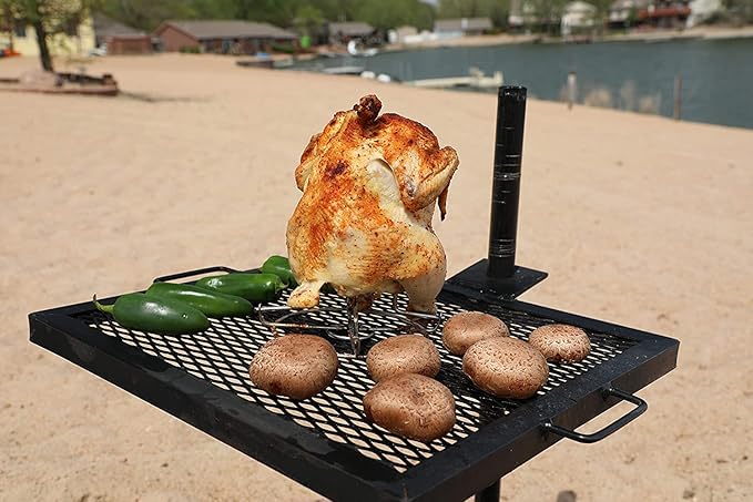GameMaker Open Fire Cooking Grill – Portable Campfire Grill for Open Flame Cooking, Firepits, Outdoor Fire Rings & Camping – Heavy-Duty, Easy Setup & Adjustable Height