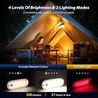 Portable LED Camping Lantern, Rechargeable Motion Sensor Lights, USB Lightweight Hanging Tent Lights, IPX5 Waterproof Emergency Magnet Light for Indoor Outdoor Power Outages Hiking Hurricane