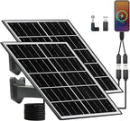 5V 16W Solar Panel for Security Camera IP65 Waterproof USB Solar Panel Charger Type-C Port、Micro USB Port＆DC Port Solar Sanels for Cameras with 9.8ft Charging Cable(8W black-2pack)