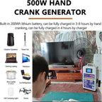 150W/500W Outdoor Emergency Generator, Portable Hand Crank Generator,110v /220v DC12V USB 5V Small Power Supply,for Emergency,Camping,Sudden Power Outages,500W-220V