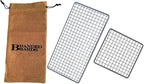 Portable Bushcraft Stainless BBQ Cooking Grill Grate, Bamboo Cutting Board, Burlap Bag, Mini Knife, Fire Starter Kits. Camping, Campfires, Backpacking, Hunting & Fishing Gear