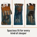 Kelty Wayback Flannel Lined Sleeping Bag, Built in Blanket, Traditional Rectangle Shape, Organic Flannel Cotton Liner, Dual Locking Slide Zips