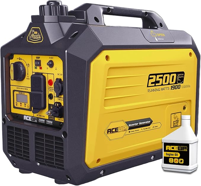 Aceup Energy 2500 Watt Gas Inverter Generator, Portable Generator Quiet for Home use, Camping, EPA Compliant