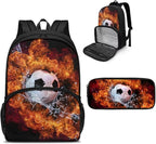 Soocer Backpack for School Boys Bookbag and Pencil Bag for Middle School Elementary Schoolbags, 2 Pcs School Bag with Lunch Box Compartment