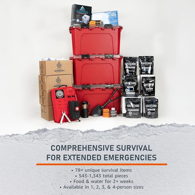 Shelter in Place Kit – 2+ Week Emergency Home Preparedness System with Food, Water, Medical, Power & Hygiene Supplies, Waterproof Tote, Disaster Readiness for Families & Households