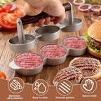 Mini Burger Press with 100 Patty Papers,Meat Patty Maker Round Shape Hamburger Meat Beef Grill Burger Press for Hamburger,Barbecue,Picnic,Camping,Three 2.56-inch molds