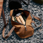 TBACW Canvas Tool Storage Bag with Zipper - Organizer for Tools, Tent Stakes & Poles, Durable Fabric Utility Pouch for Outdoor Hunting Hiking Camping Gear (Khaki)