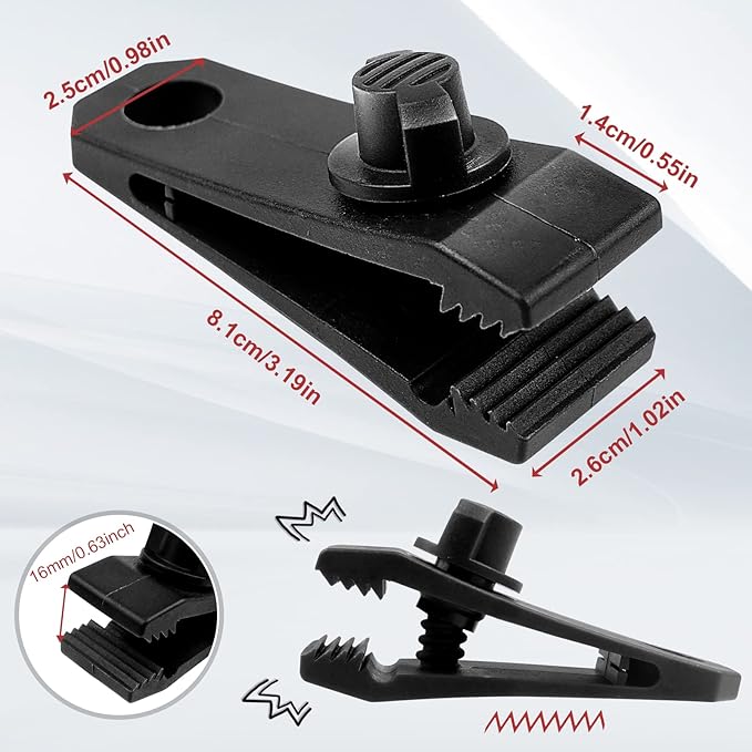 Tarp Clips Heavy Duty Lock Grip Clamps Thumb Screw Tent Clip Secures Tarps Awning Clamp Set for Camping Tarps Awnings Caravan Canopies Car Covers Swimming Pool Covers Boat Cover etc. (24)