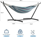GarveeLife Double 2 Person Hammock, Indoor Outdoor Standing Hammock with Space Saving Steel Stand, Carry Bag, 450 LBS Weight Capacity, Suitable for Garden Camping Beach, Ocean