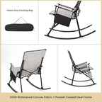 ARROWHEAD OUTDOOR 2-Pack Foldable Rocking Camp Chair with Large Cup Holder, Side Pocket, Space-Saving Folding, Enhanced Swinging Rocker for Camping, Fishing, Patio