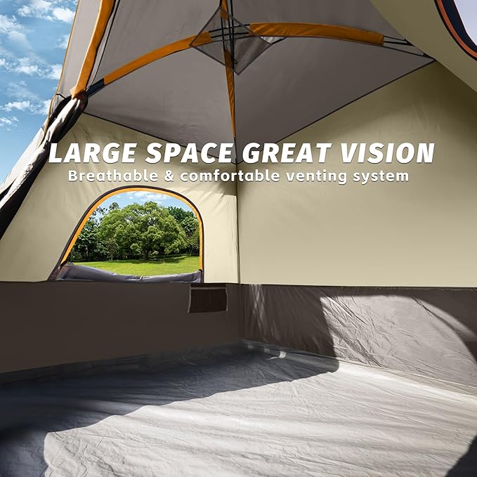 UNP 2/4/6/8 Person Tent, Portable Cabin Tent, Camping Tent 4-Person Easy Set Up, Waterproof with Top Rainfly for Outdoor Camping/Hiking