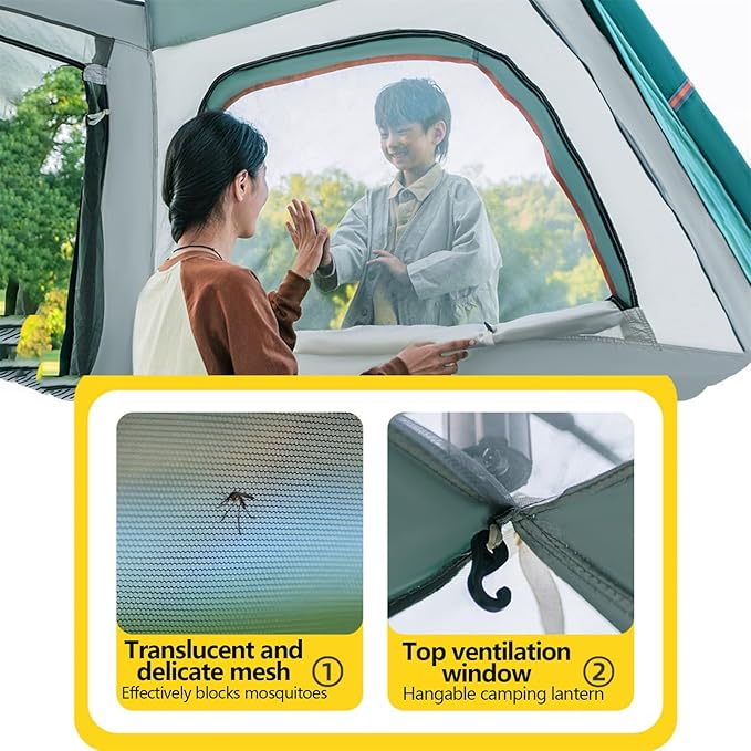 Camping Tent, Family Cabin Tents,Family Dome Waterproof Backpacking Tent Easy Setup UV Cut Sun Shelter Tent, Instant Camping Tents, for Picnic,Camping. L Green